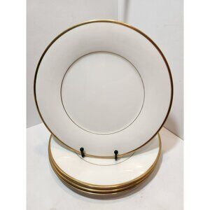Vtg Noritake Golden Serenade 7714 Dinner Plates 10.5" Set Of 4 White w/Gold Trim